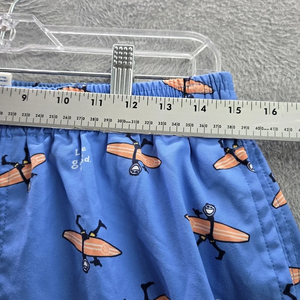 Life Is Good Men Swimwear M Blue Orange Swim Trunks Graphic Print Drawstring‎